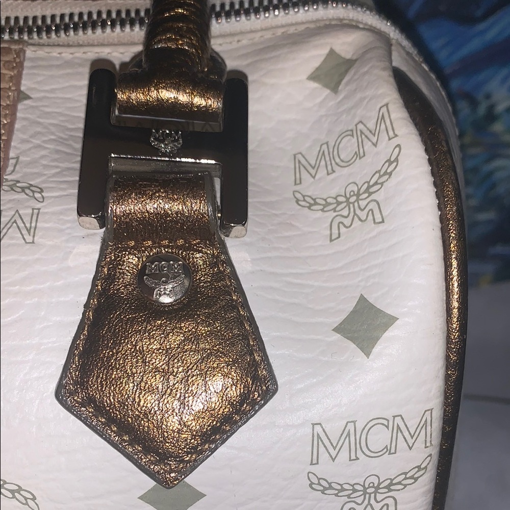 MCM White and Gold Satchel Bag - Picture 9 of 16